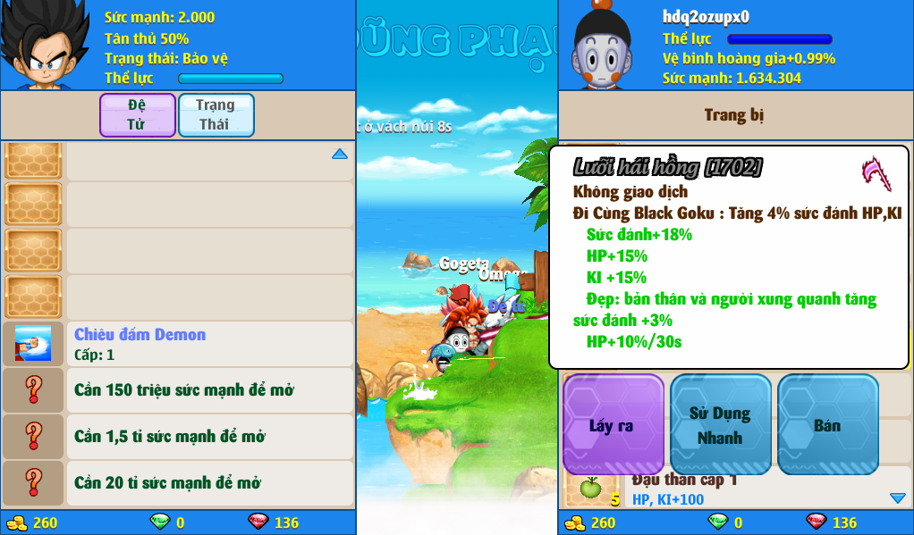 Nick Ngọc Rồng Online VIP giá rẻ, NickDaoQuan.Com, SHOP Ngọc Rồng
