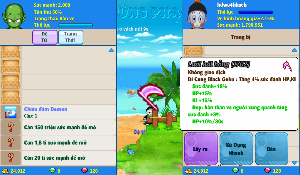 Nick Ngọc Rồng Online VIP giá rẻ, NickDaoQuan.Com, SHOP Ngọc Rồng