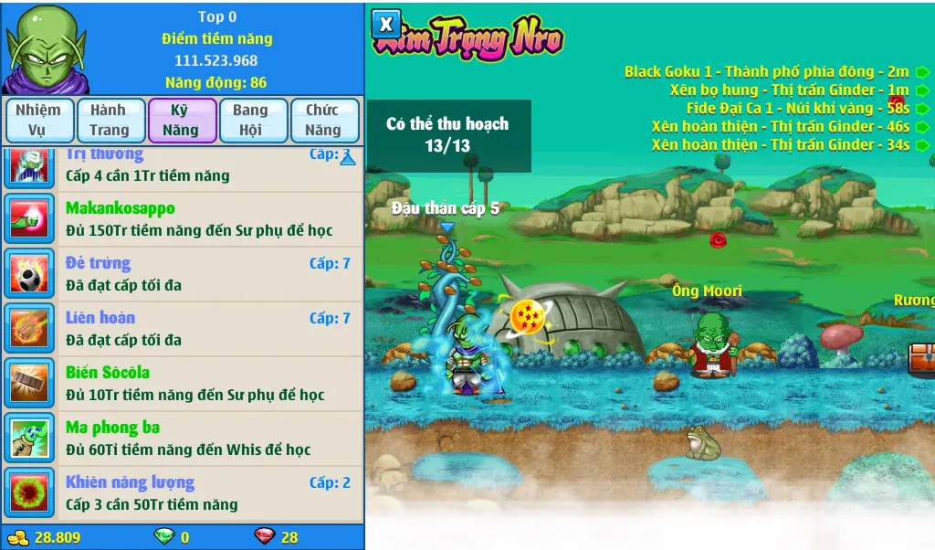 Nick Ngọc Rồng Online VIP giá rẻ, NickDaoQuan.Com, SHOP Ngọc Rồng