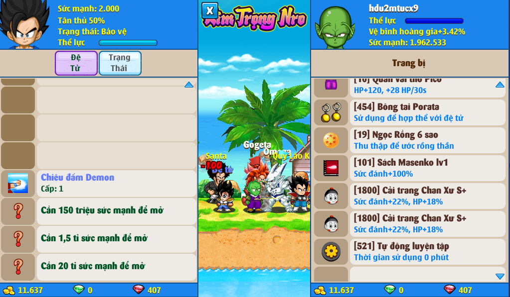 Nick Ngọc Rồng Online VIP giá rẻ, NickDaoQuan.Com, SHOP Ngọc Rồng
