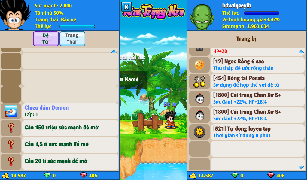 Nick Ngọc Rồng Online VIP giá rẻ, NickDaoQuan.Com, SHOP Ngọc Rồng