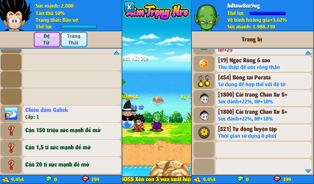 Nick Ngọc Rồng Online VIP giá rẻ, NickDaoQuan.Com, SHOP Ngọc Rồng