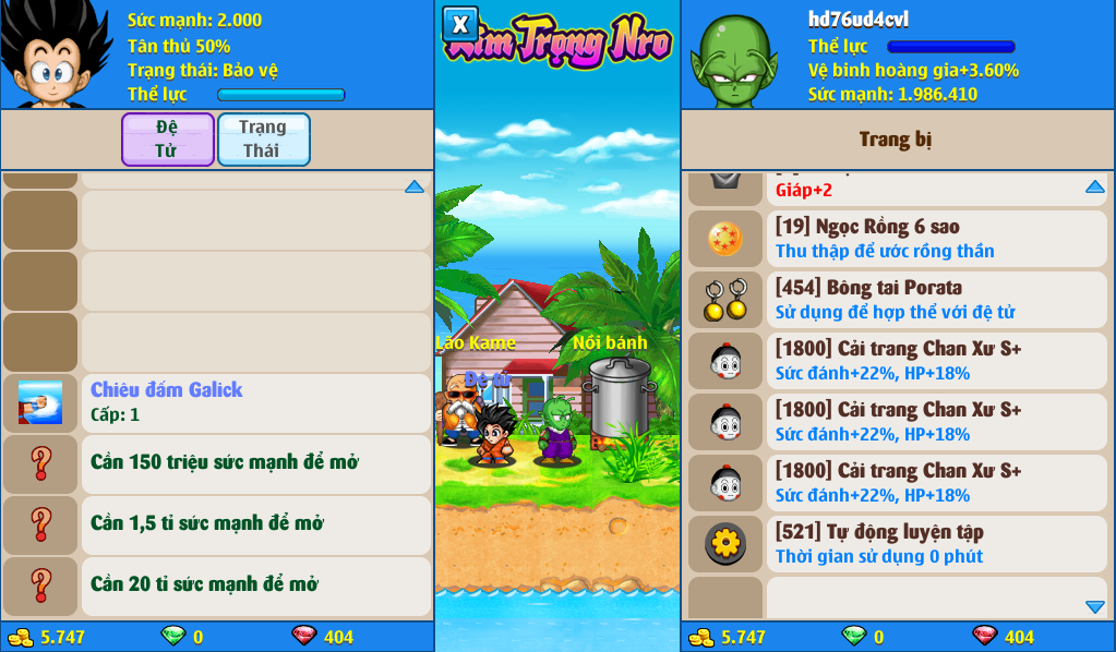 Nick Ngọc Rồng Online VIP giá rẻ, NickDaoQuan.Com, SHOP Ngọc Rồng