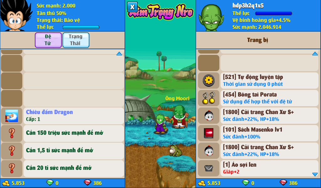 Nick Ngọc Rồng Online VIP giá rẻ, NickDaoQuan.Com, SHOP Ngọc Rồng
