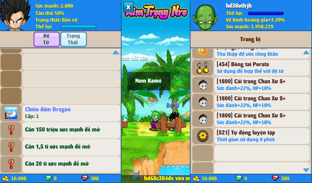 Nick Ngọc Rồng Online VIP giá rẻ, NickDaoQuan.Com, SHOP Ngọc Rồng