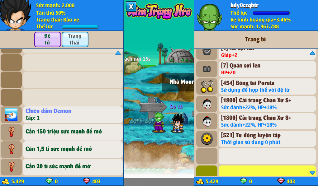 Nick Ngọc Rồng Online VIP giá rẻ, NickDaoQuan.Com, SHOP Ngọc Rồng