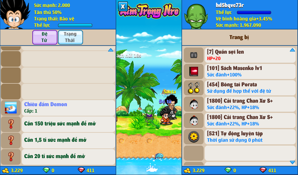 Nick Ngọc Rồng Online VIP giá rẻ, NickDaoQuan.Com, SHOP Ngọc Rồng