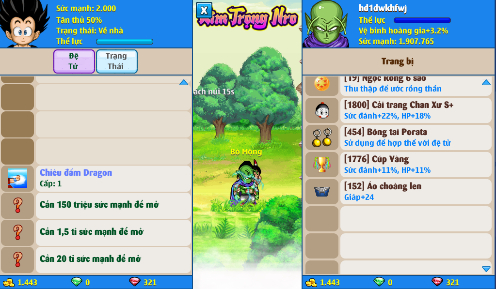 Nick Ngọc Rồng Online VIP giá rẻ, NickDaoQuan.Com, SHOP Ngọc Rồng