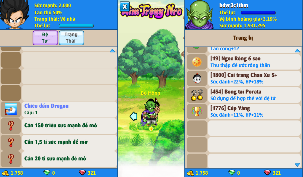 Nick Ngọc Rồng Online VIP giá rẻ, NickDaoQuan.Com, SHOP Ngọc Rồng