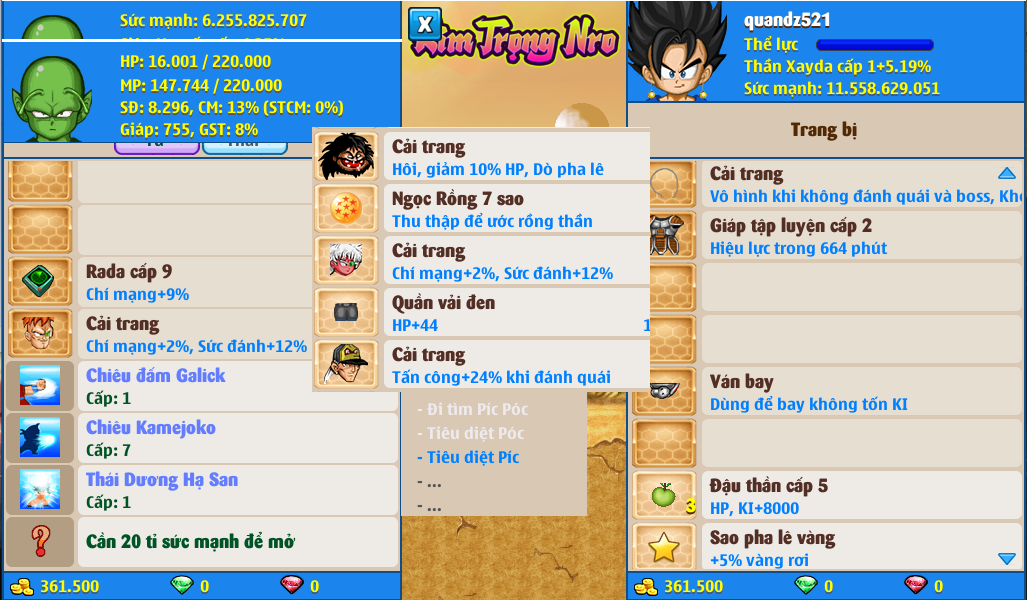Nick Ngọc Rồng Online VIP giá rẻ, NickDaoQuan.Com, Shop Nick Ngọc Rồng