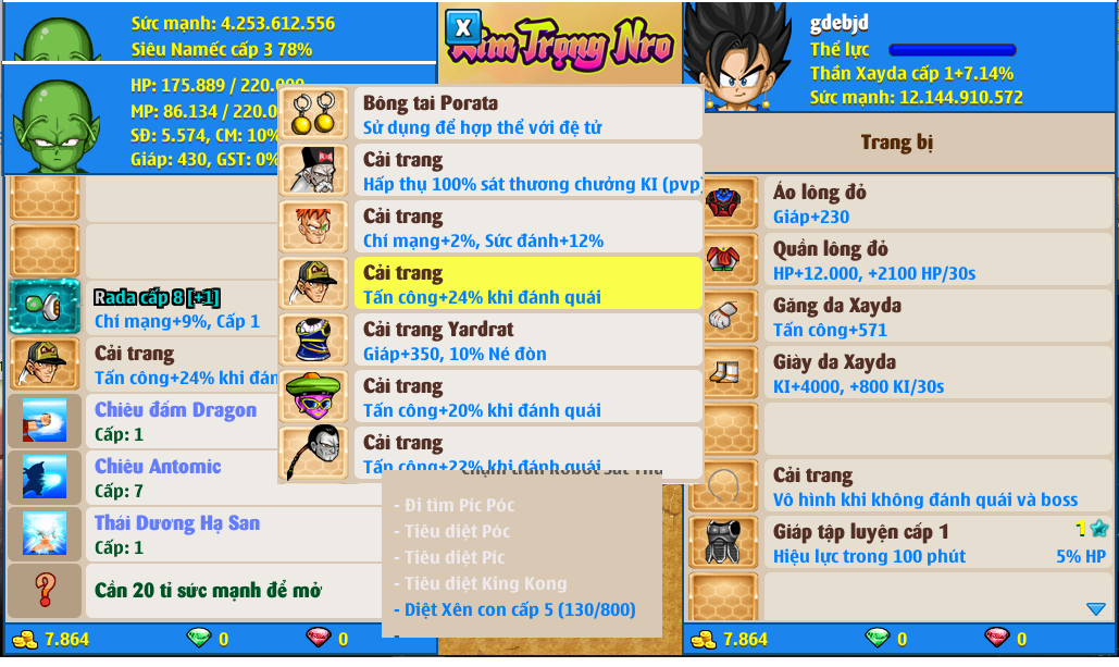 Nick Ngọc Rồng Online VIP giá rẻ, NickDaoQuan.Com, Shop Nick Ngọc Rồng