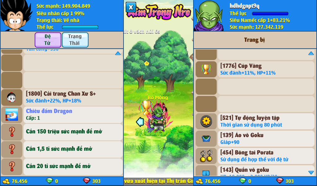 Nick Ngọc Rồng Online VIP giá rẻ, NickDaoQuan.Com, SHOP Ngọc Rồng