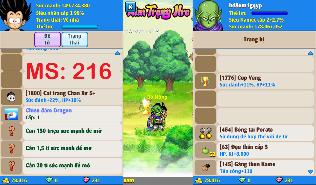 Nick Ngọc Rồng Online VIP giá rẻ, NickDaoQuan.Com, SHOP Ngọc Rồng
