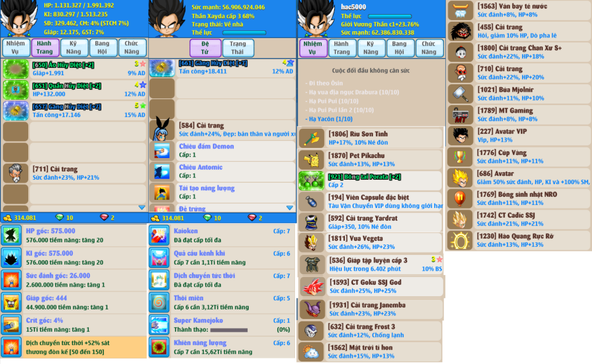 Nick Ngọc Rồng Online VIP giá rẻ, NickDaoQuan.Com, Shop Nick Ngọc Rồng