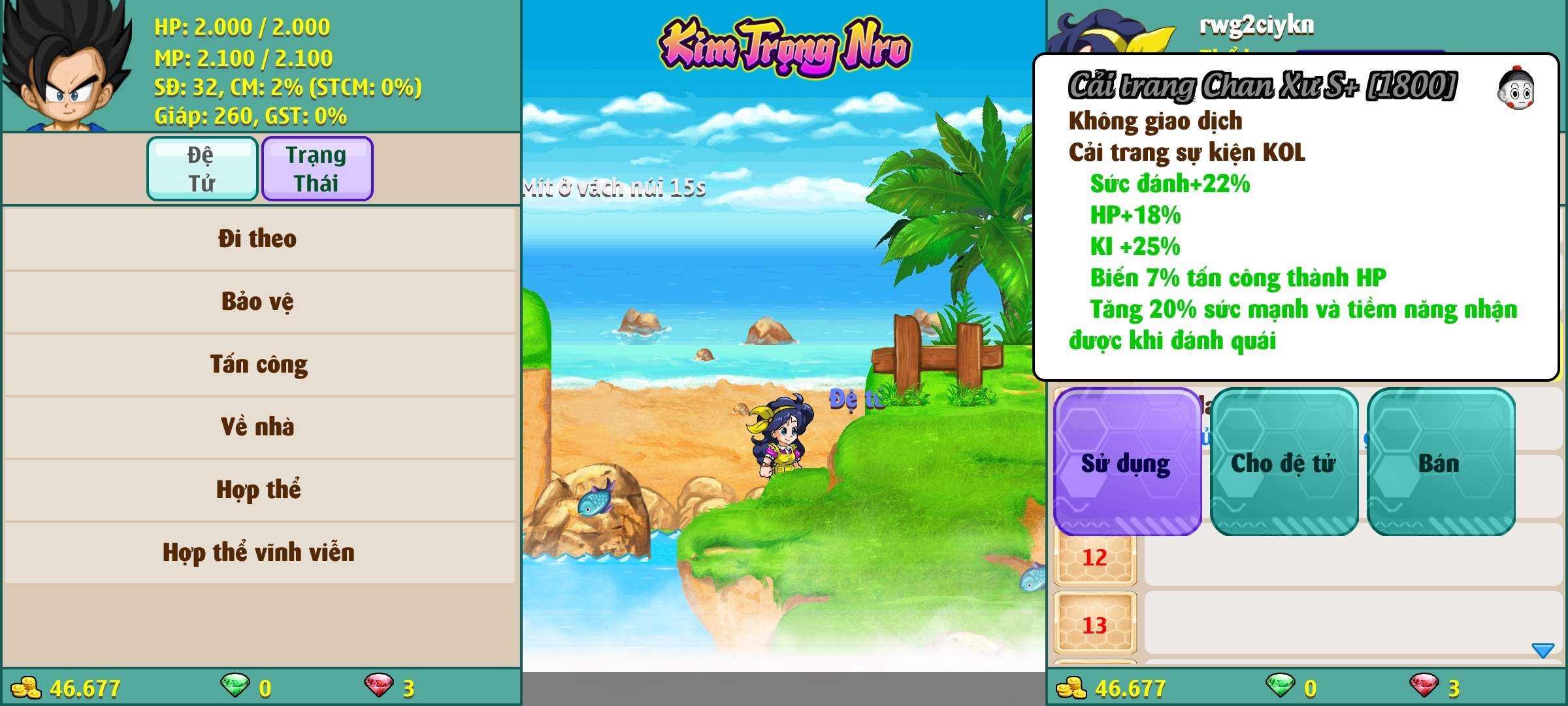 Nick Ngọc Rồng Online VIP giá rẻ, NickDaoQuan.Com, SHOP Ngọc Rồng