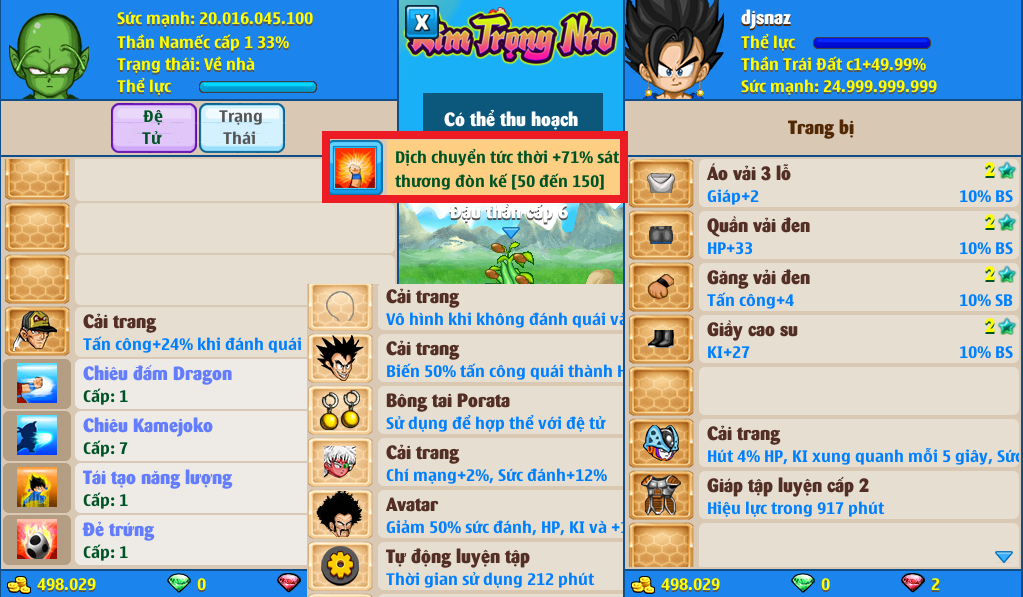 Nick Ngọc Rồng Online VIP giá rẻ, NickDaoQuan.Com, SHOP Ngọc Rồng