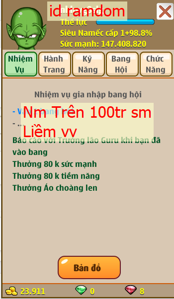 Nick Ngọc Rồng Online VIP giá rẻ, NickDaoQuan.Com, SHOP Ngọc Rồng