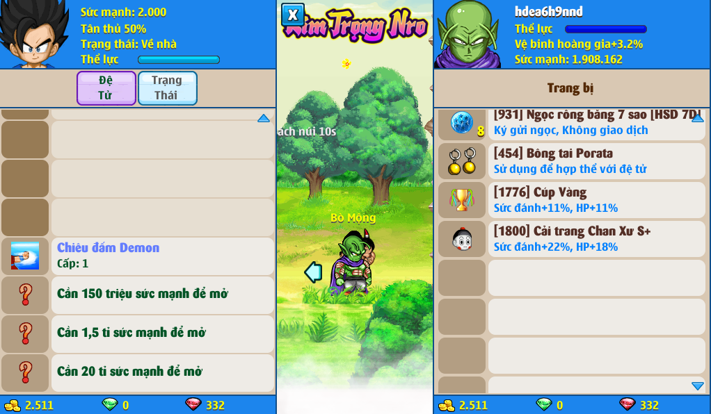 Nick Ngọc Rồng Online VIP giá rẻ, NickDaoQuan.Com, Shop Nick Ngọc Rồng