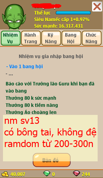 Nick Ngọc Rồng Online VIP giá rẻ, NickDaoQuan.Com, SHOP Ngọc Rồng
